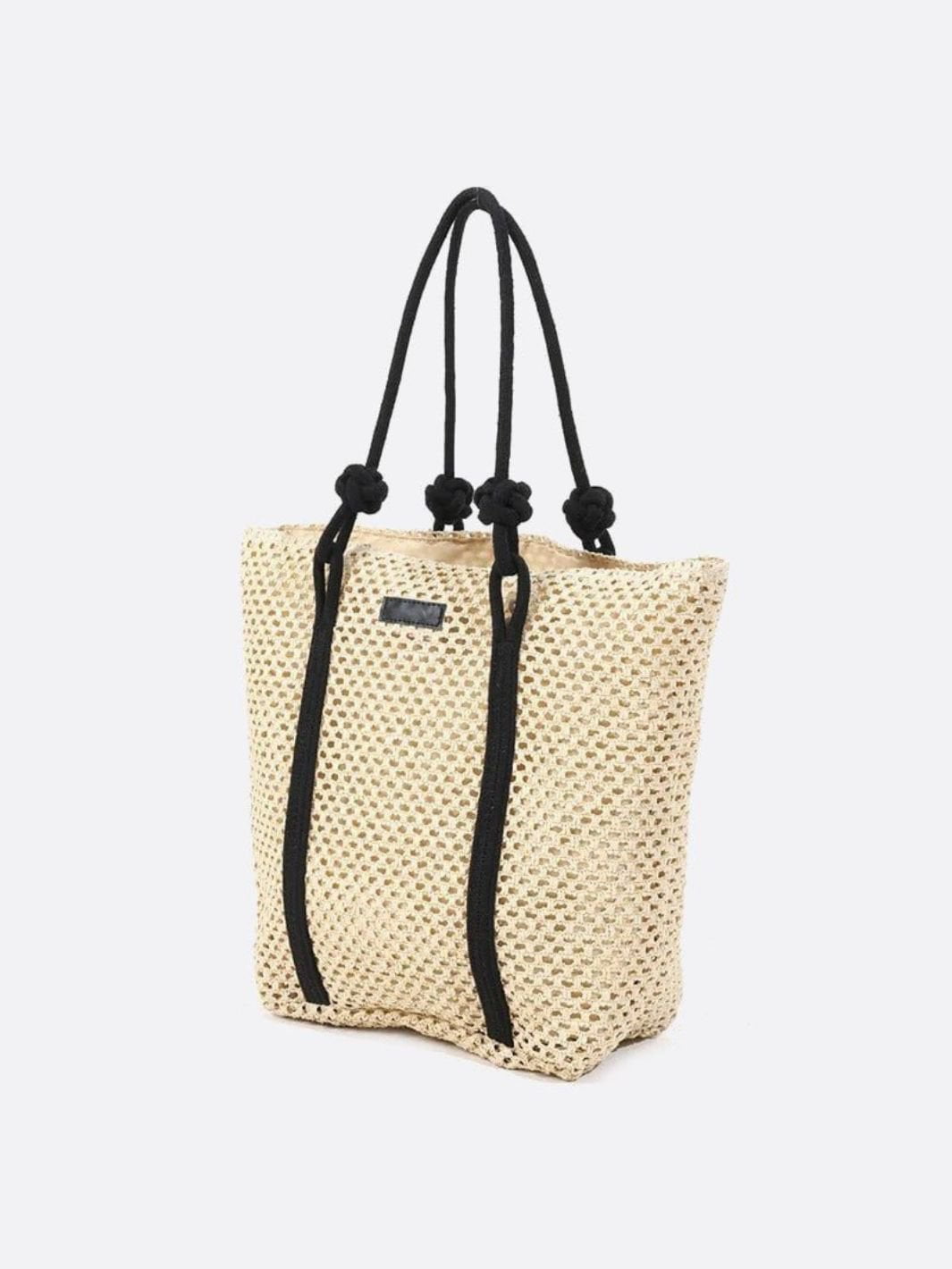 Large woven straw tote bag
