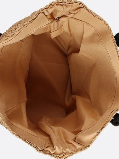 Large woven straw tote bag