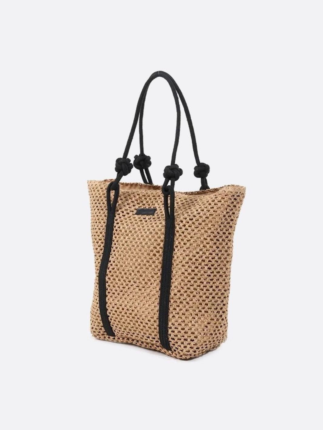 Large woven straw tote bag
