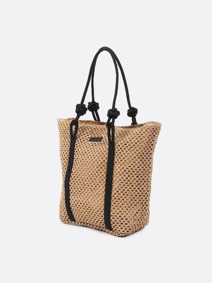 Large woven straw tote bag