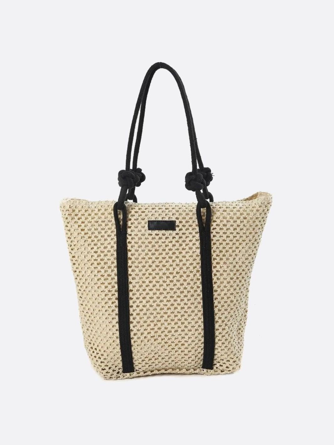 Large woven straw tote bag