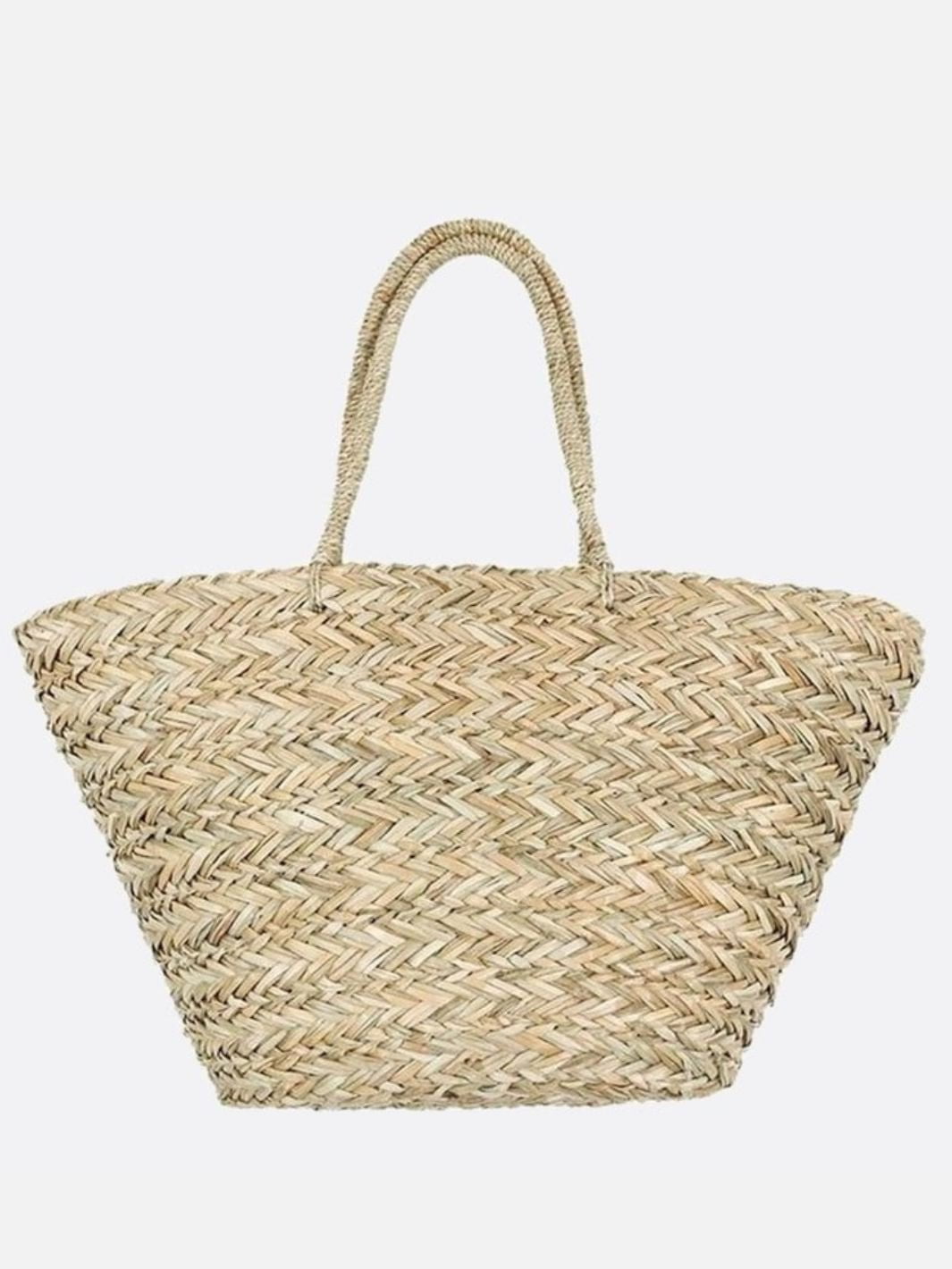 Large woven wicker tote bag