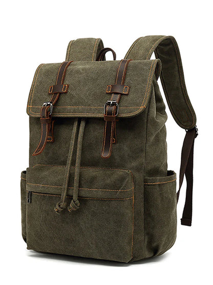 Canvas Travel Backpack with Leather Trim