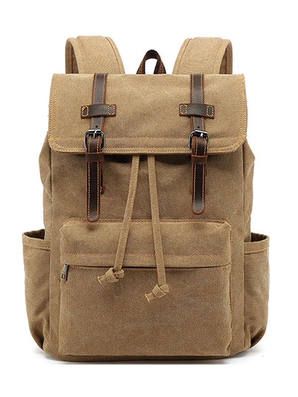 Canvas Travel Backpack with Leather Trim