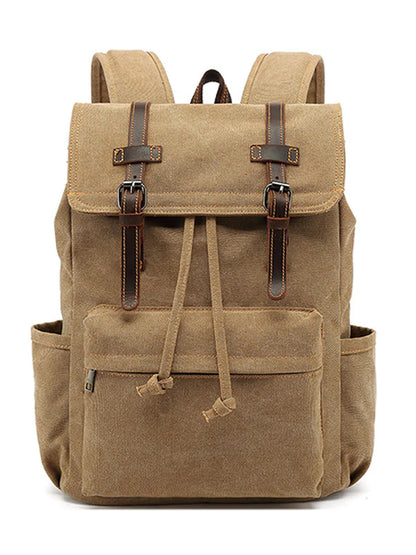 Canvas Travel Backpack with Leather Trim