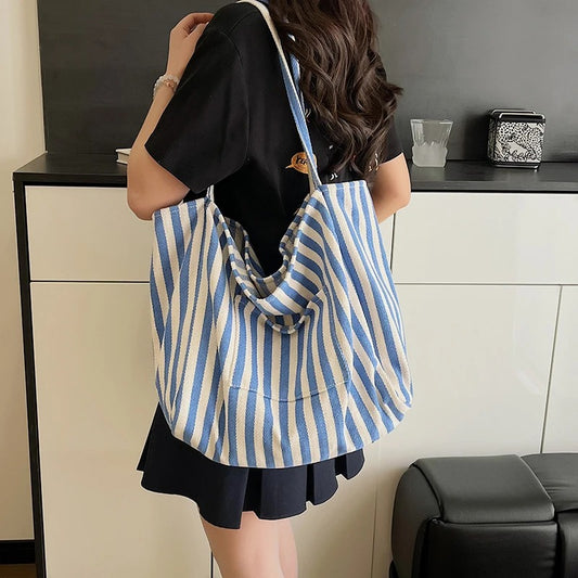 Summer Stripe Canvas Tote Bag