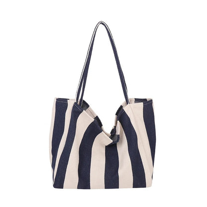 Striped Canvas Tote Bag