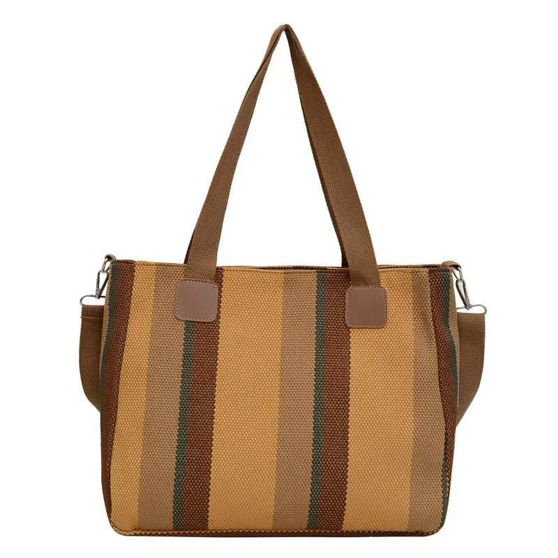 Striped Canvas Tote Crossbody