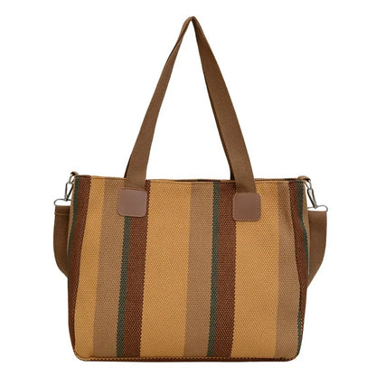 Striped Canvas Tote Crossbody