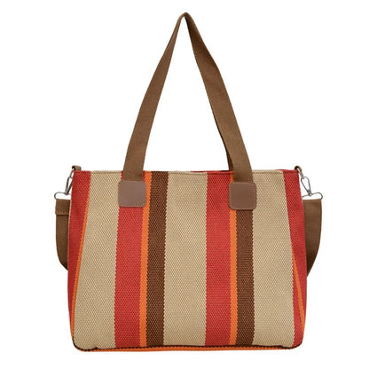 Striped Canvas Tote Crossbody