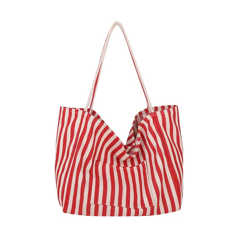Summer Stripe Canvas Tote Bag
