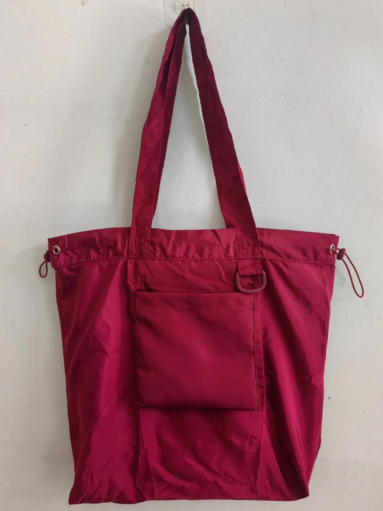 Patchwork Canvas Drawstring Tote Bag