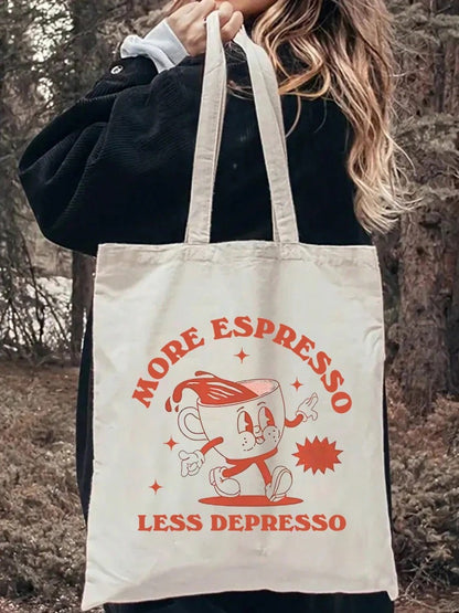 Cotton Canvas Shoulder Tote - Espresso