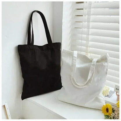 Cotton Canvas Shoulder Tote - Plain
