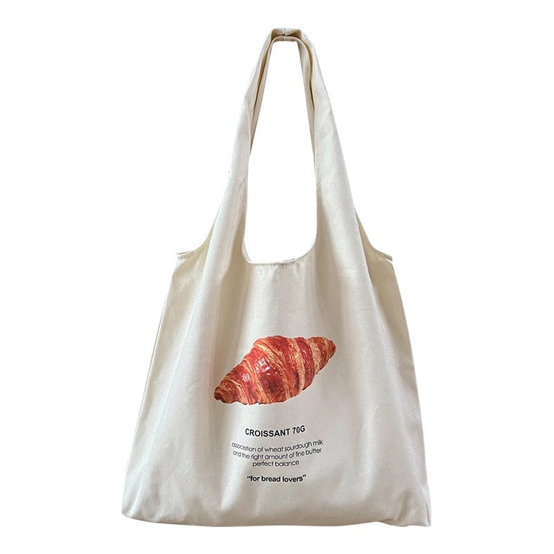 Cotton Canvas Shoulder Tote - Croissant