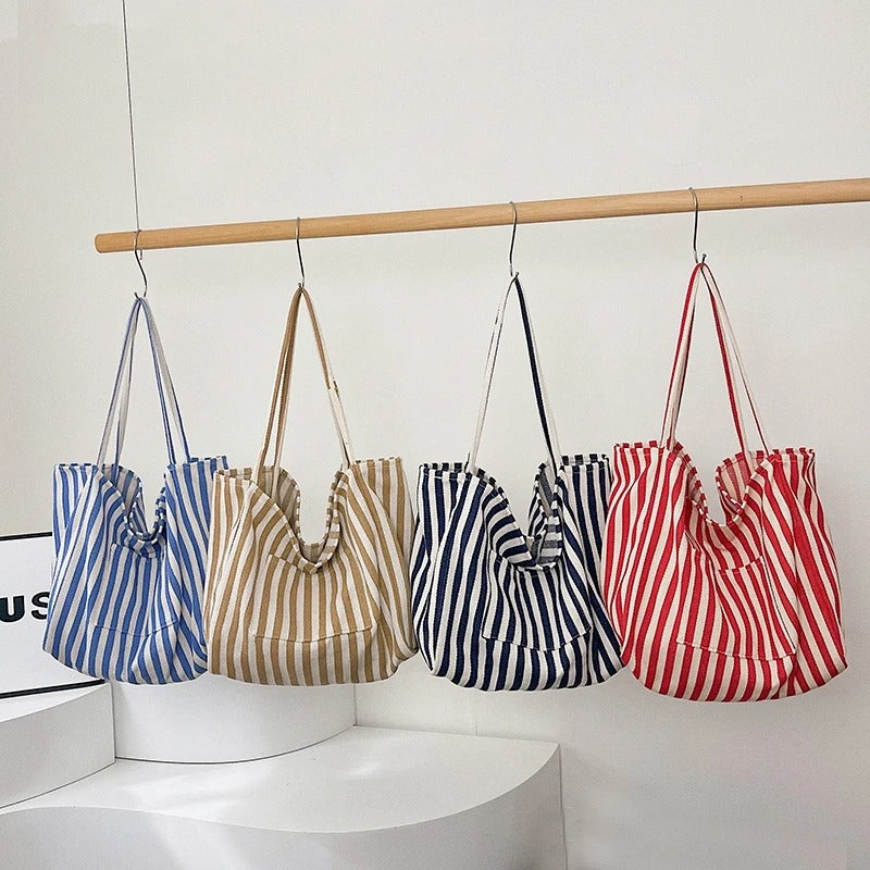 Summer Stripe Canvas Tote Bag