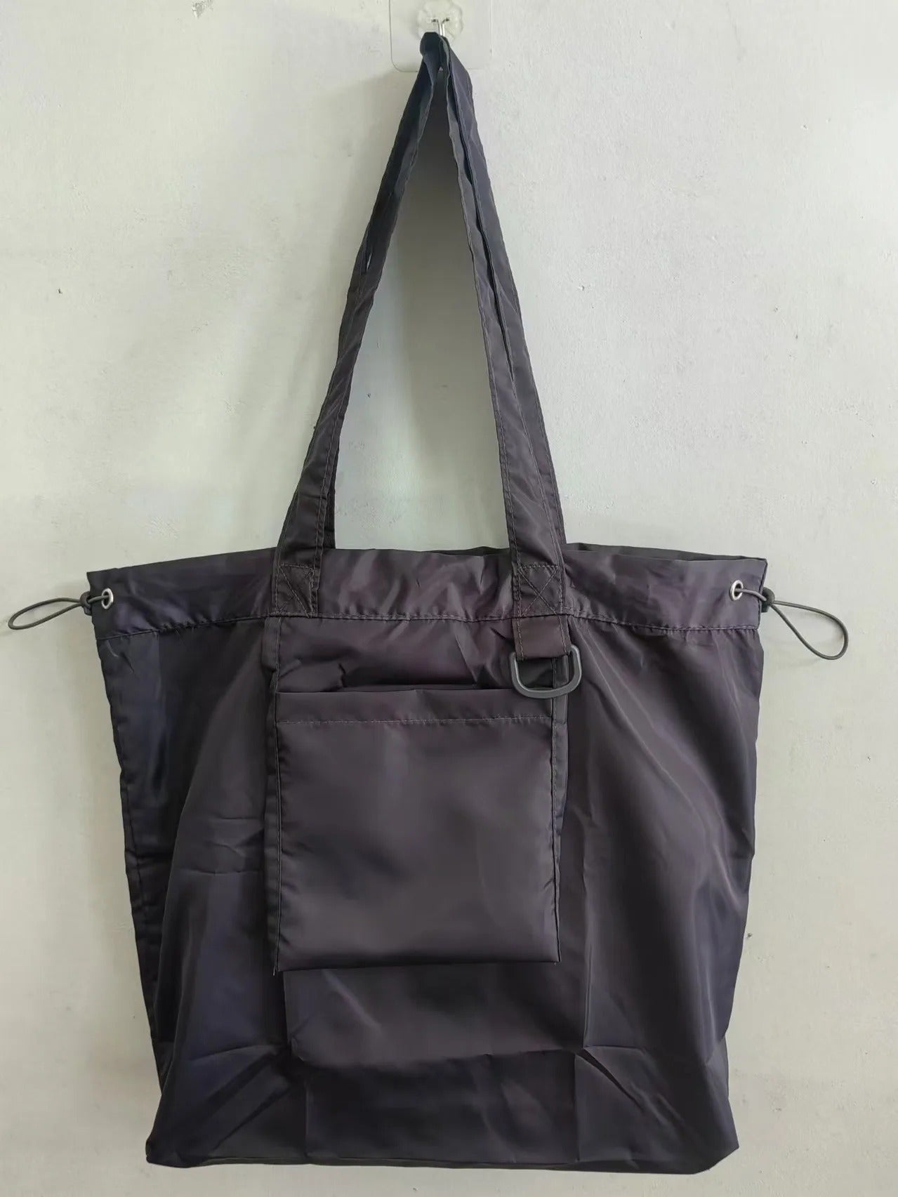 Patchwork Canvas Drawstring Tote Bag