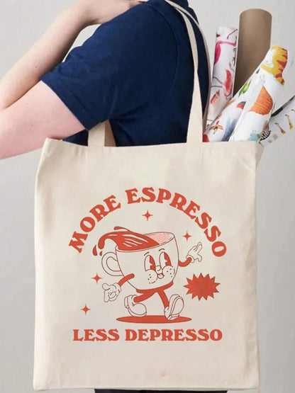 Cotton Canvas Shoulder Tote - Espresso