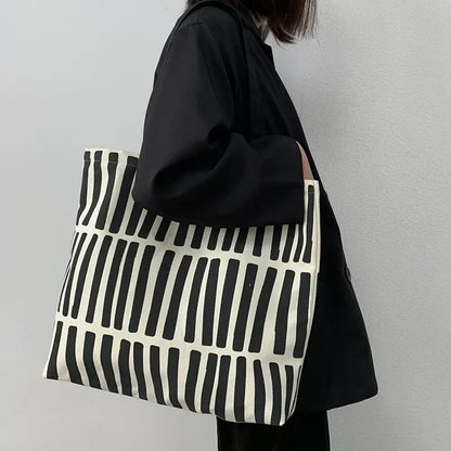 Minimalist Striped Canvas Tote Bag