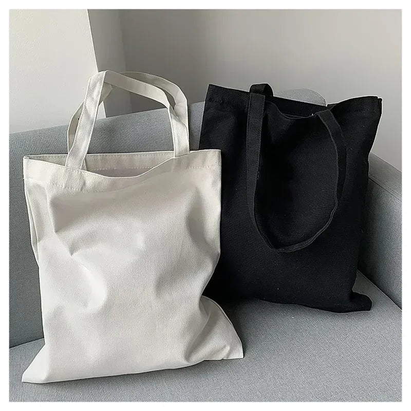 Cotton Canvas Shoulder Tote - Plain