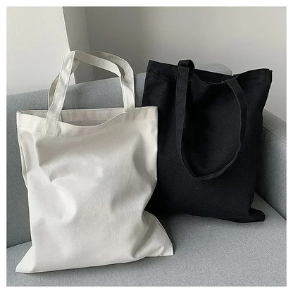 Cotton Canvas Shoulder Tote - Plain