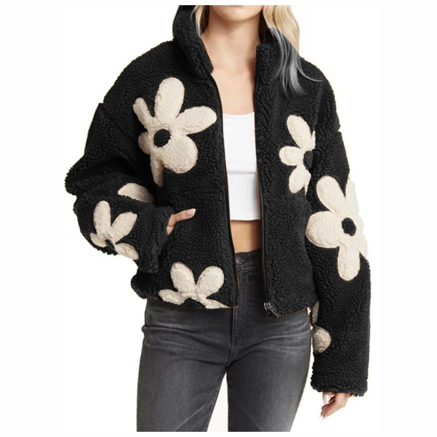 Lambswool Fuzzy Bomber Jacket