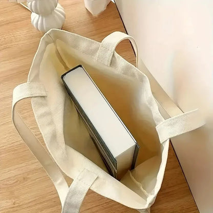 Cotton Canvas Shoulder Tote – Cute Cat Print