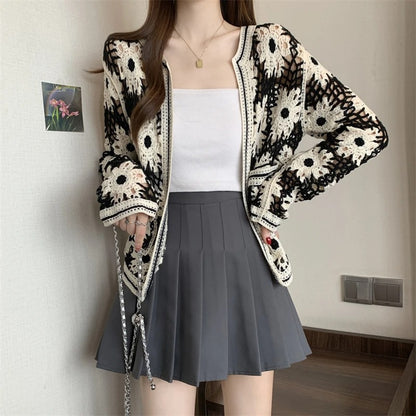 Daisy Crochet Knit Cardigan