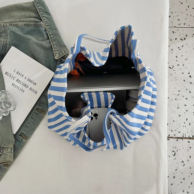 Summer Stripe Canvas Tote Bag
