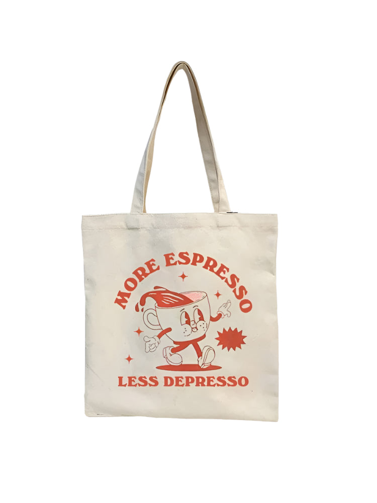 Cotton Canvas Shoulder Tote - Espresso