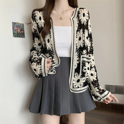 Daisy Crochet Knit Cardigan