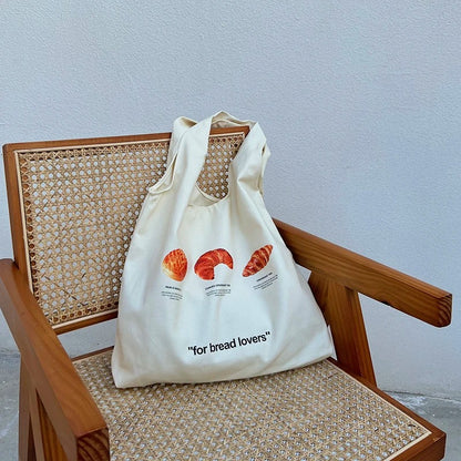 Cotton Canvas Shoulder Tote - Croissant