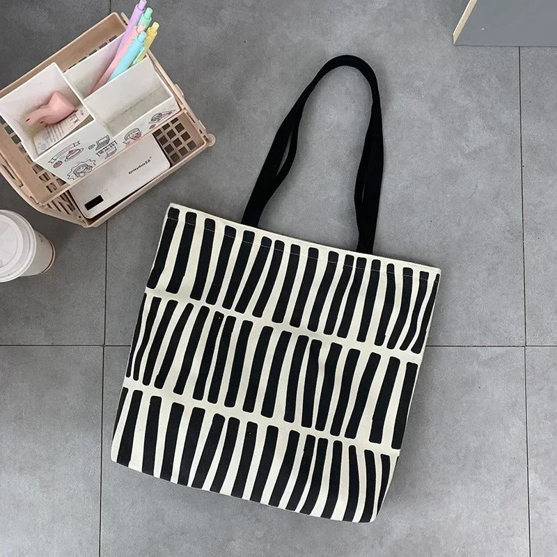 Minimalist Striped Canvas Tote Bag