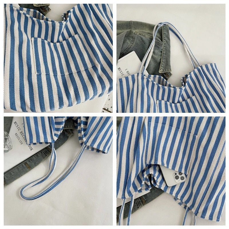 Summer Stripe Canvas Tote Bag