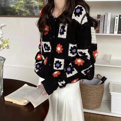 Embroidered Boho Knit Cardigan