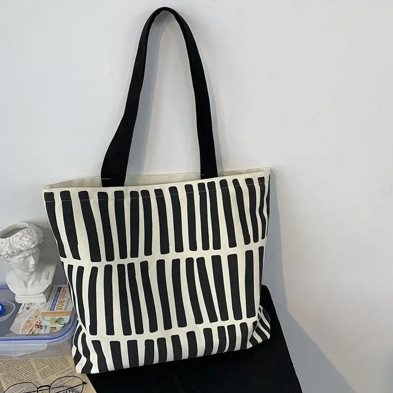 Minimalist Striped Canvas Tote Bag