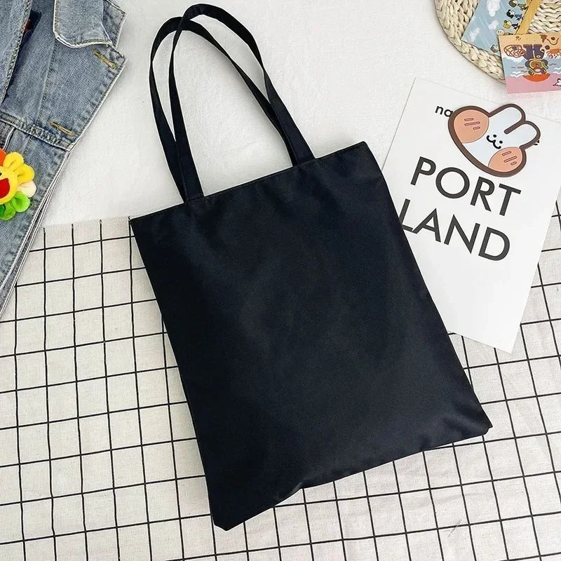 Cotton Canvas Shoulder Tote - Plain
