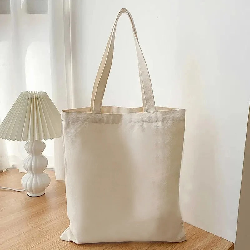 Cotton Canvas Shoulder Tote – Cute Cat Print