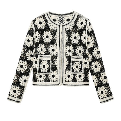 Daisy Crochet Knit Cardigan