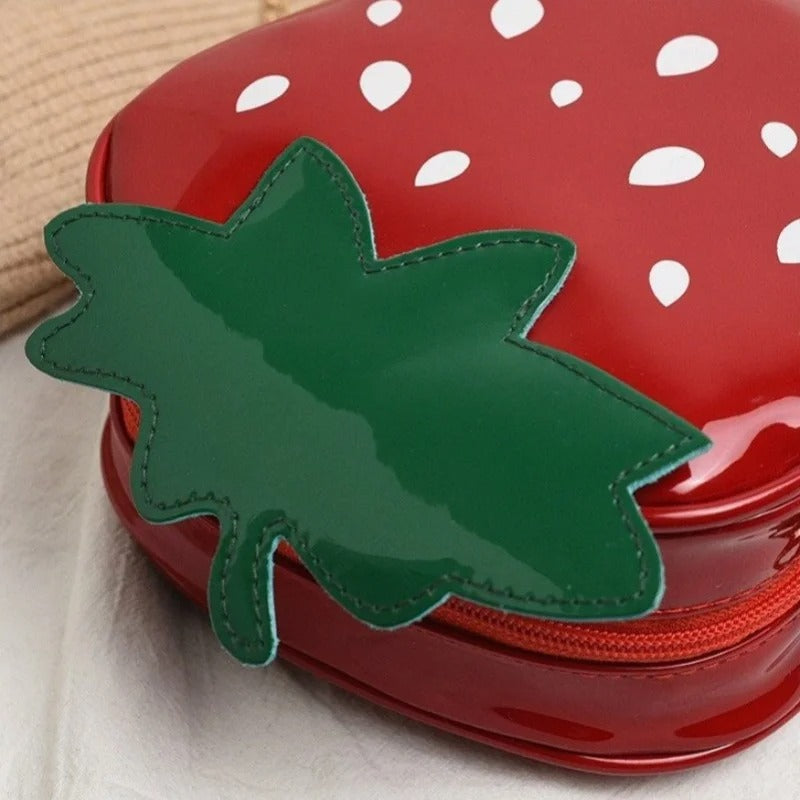 Strawberry-Shaped Patent Leather Crossbody Bag