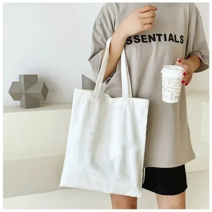 Cotton Canvas Shoulder Tote - Plain