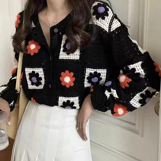 Embroidered Boho Knit Cardigan