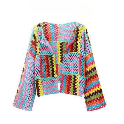 Colorful Crochet Knit Cardigan
