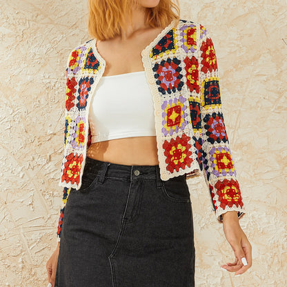 Floral Knit Button-Up Sweater