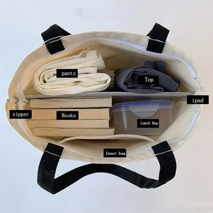 Minimalist Striped Canvas Tote Bag