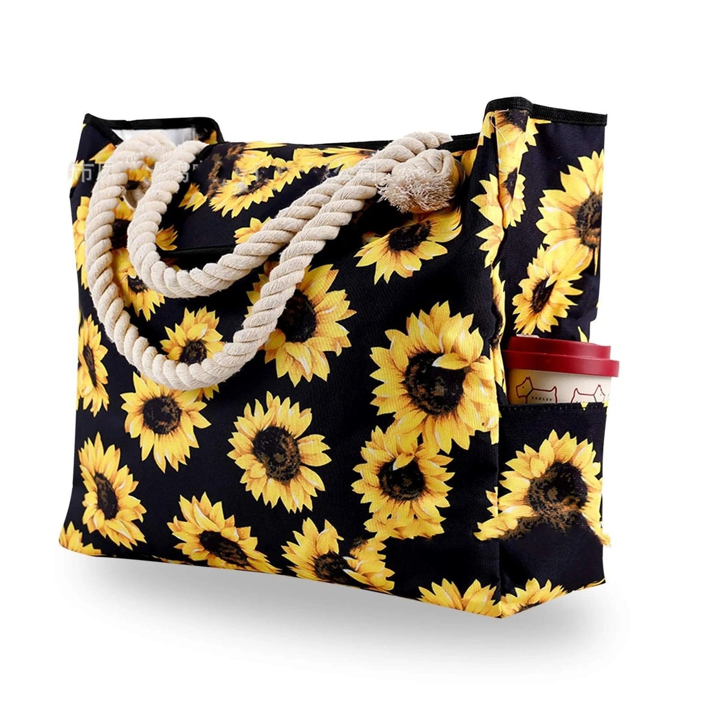 Striped Canvas Shoulder Tote Bag