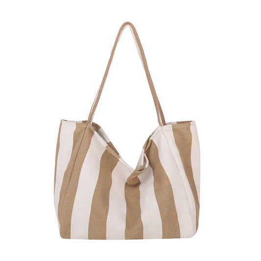 Striped Canvas Tote Bag