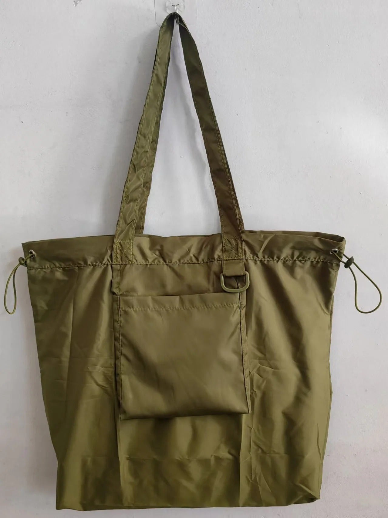 Patchwork Canvas Drawstring Tote Bag