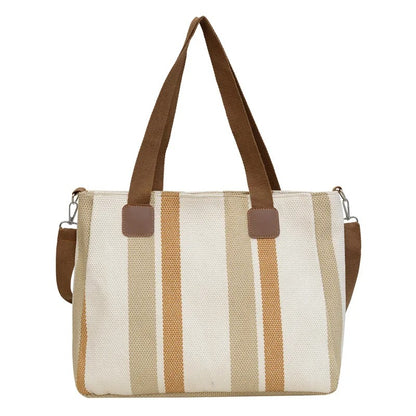 Striped Canvas Tote Crossbody
