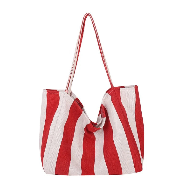 Striped Canvas Tote Bag